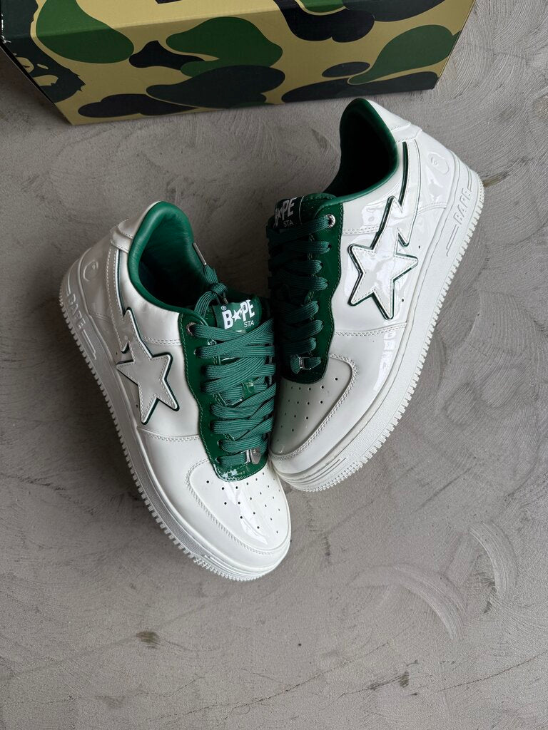 A Bathing Ape Sta Patent White/Grn sz. 12