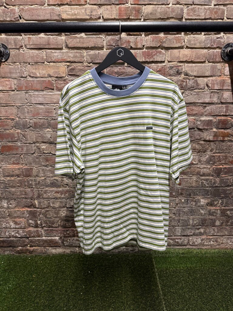 Stussy Beach Stripe Tee Green White L