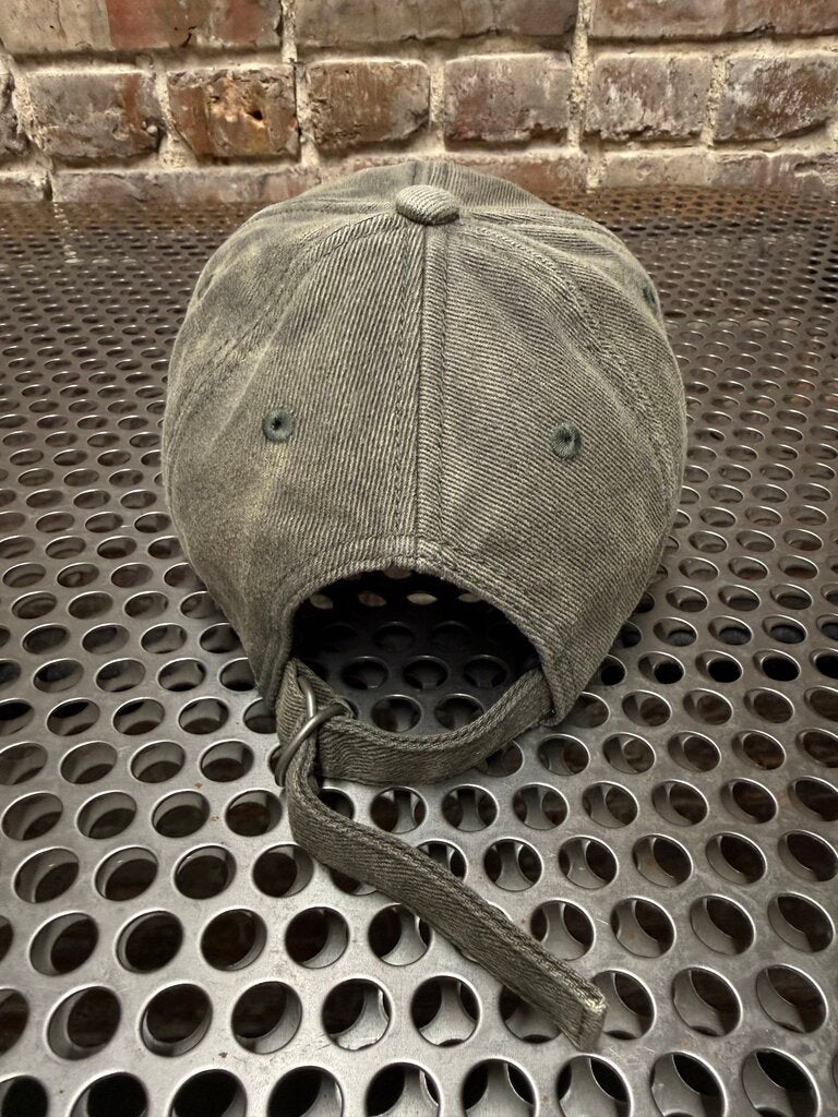 Acne Studios Distressed Logo Baseball Cap Grey