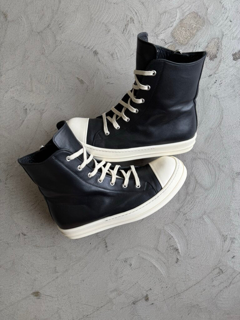 Rick Owens Leather Black Ramones Sz 42 (nb)