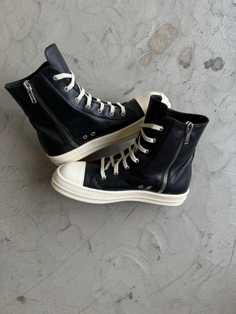 Rick Owens Leather Black Ramones Sz 42 (nb)