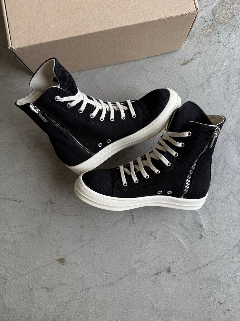 Rick Owens BLK Canvas DRKSHDW High Top Sz 40