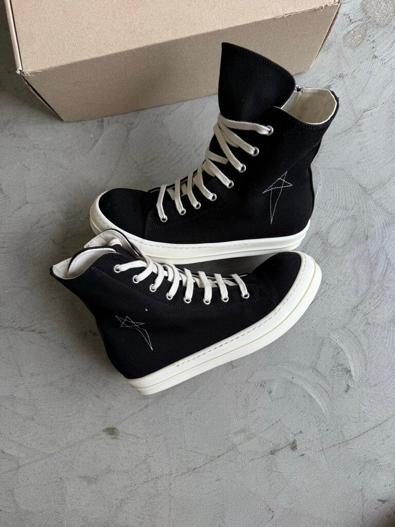 Rick Owens BLK Canvas DRKSHDW High Top Sz 40