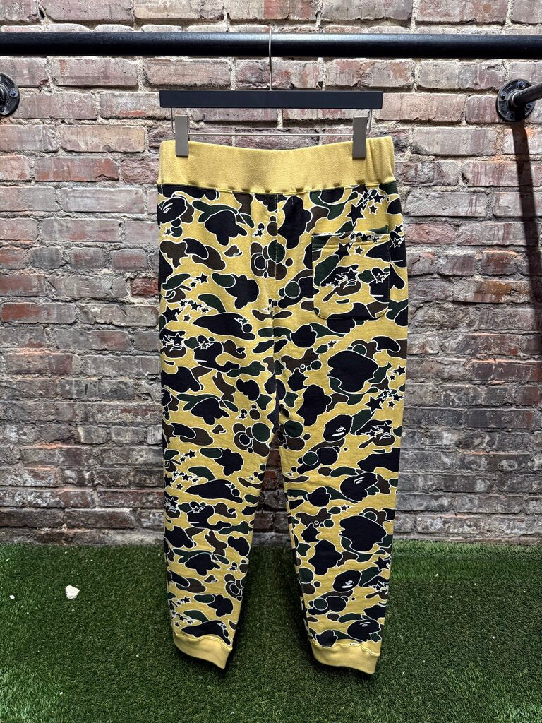 Bape Psyche Yellow Camo SweatPants L