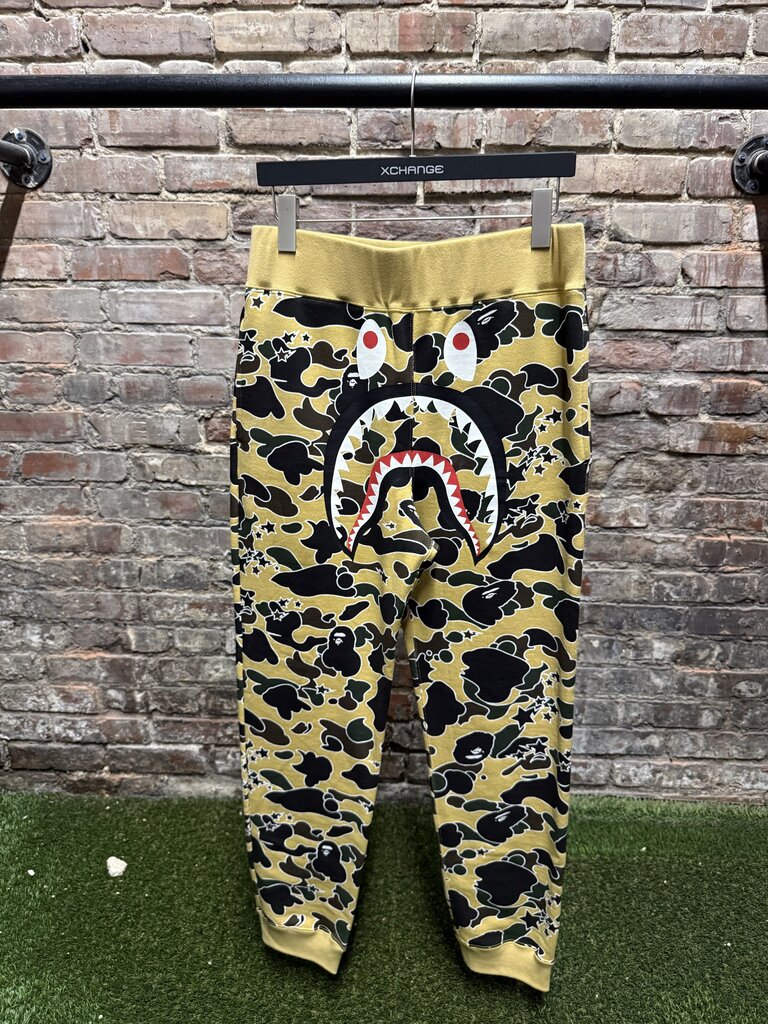 Bape Psyche Yellow Camo SweatPants L