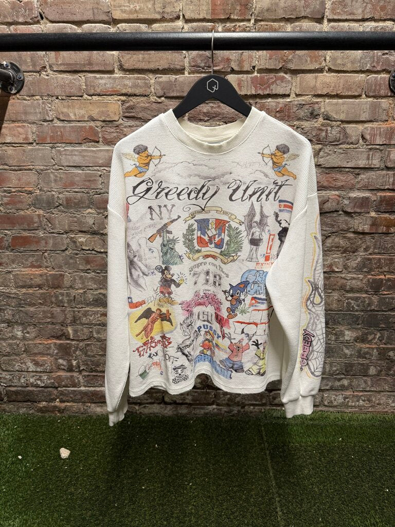 Greedy Unit All Over Thermal Tee White sz S