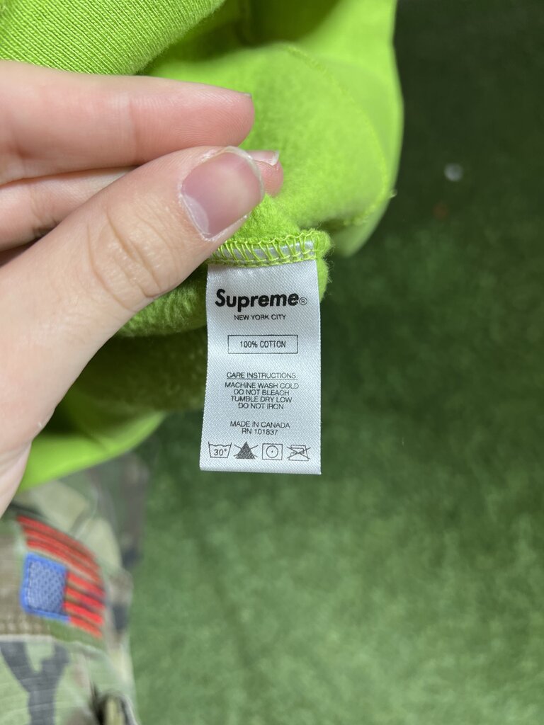 Supreme Tag Logo Hoodie Lime Sz. XL