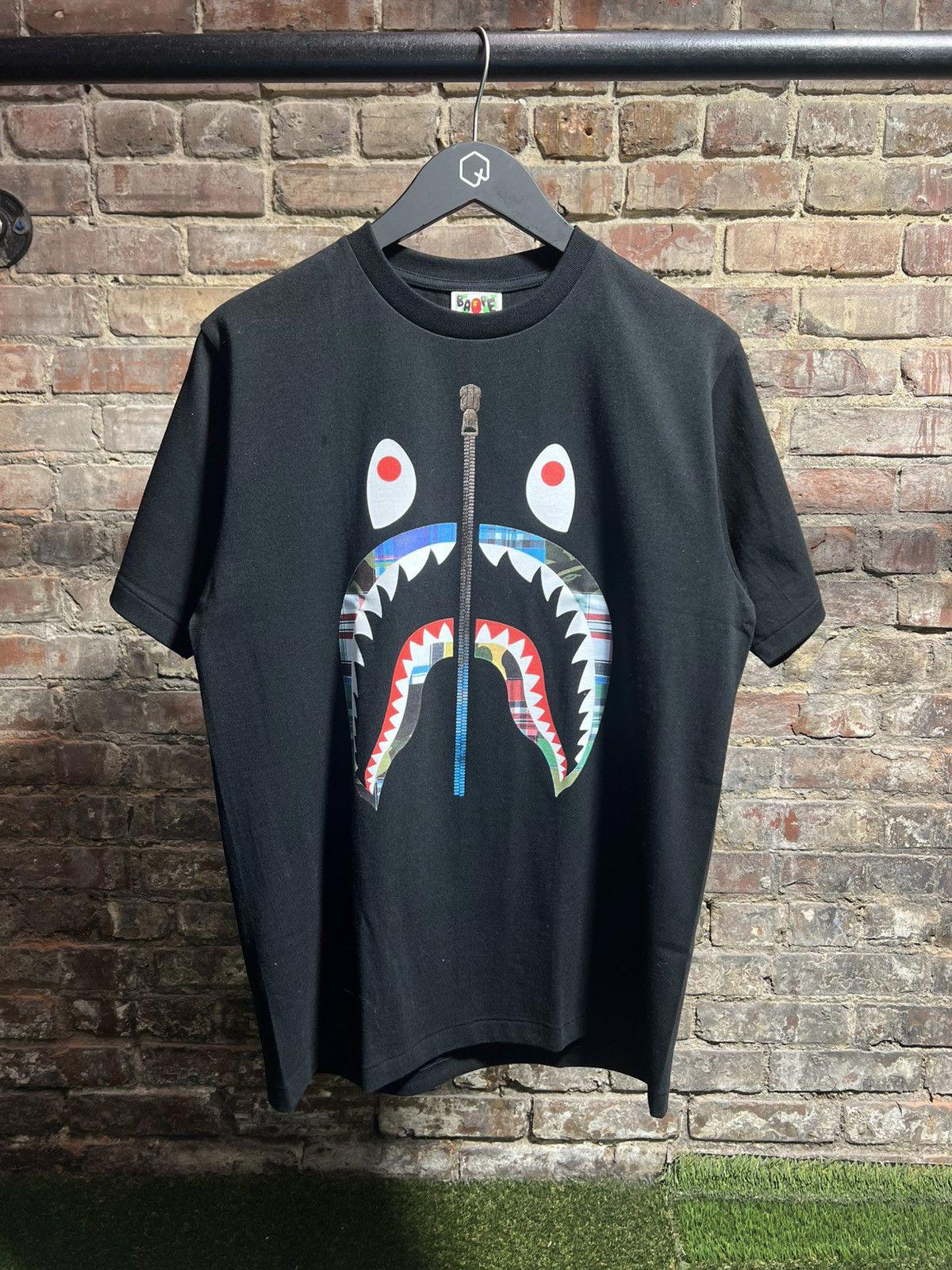 Bape Plaid Shark Head Tee Sz. M