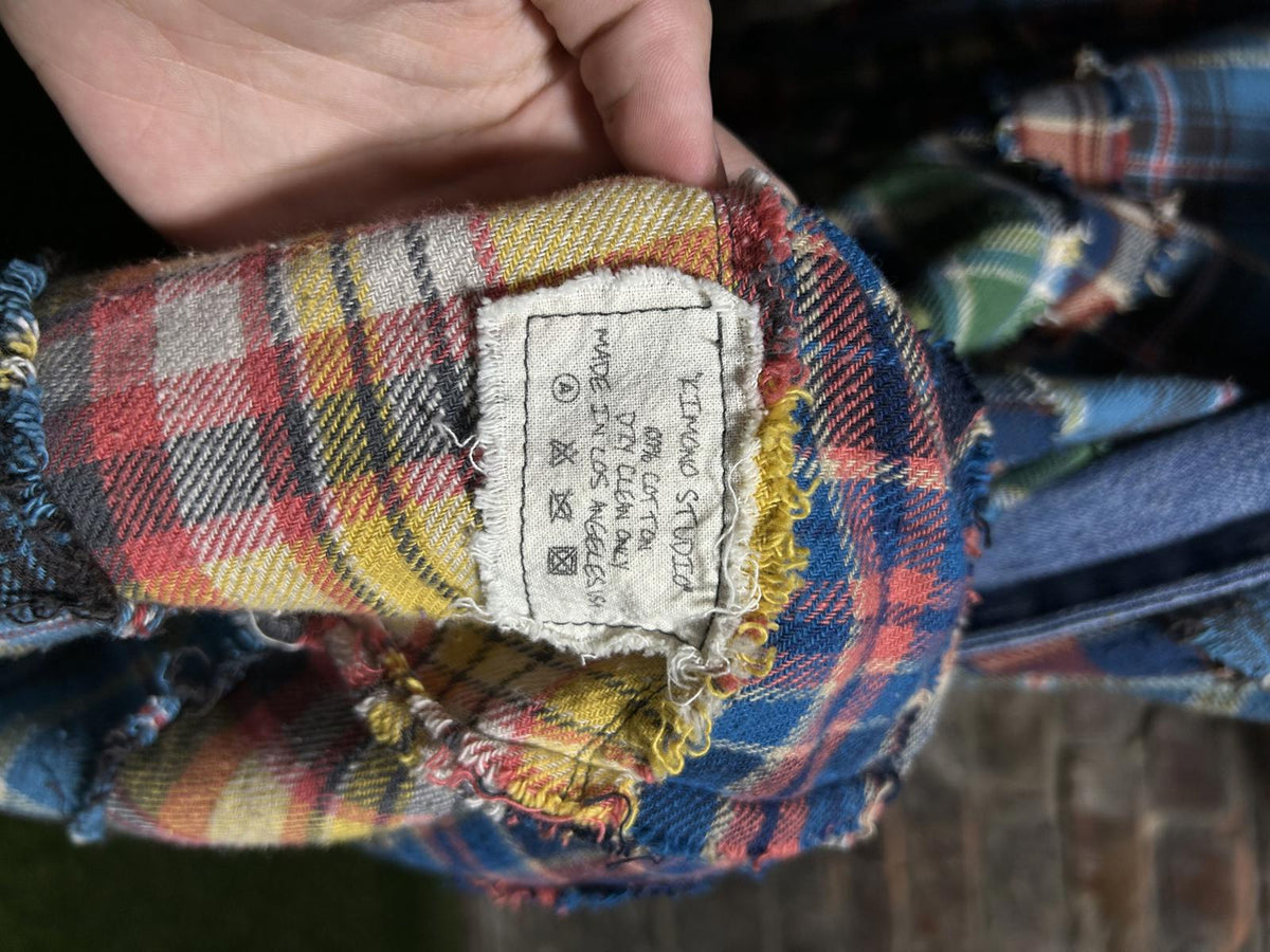 Greg Lauren Plaid Print Patchwork Cardigan